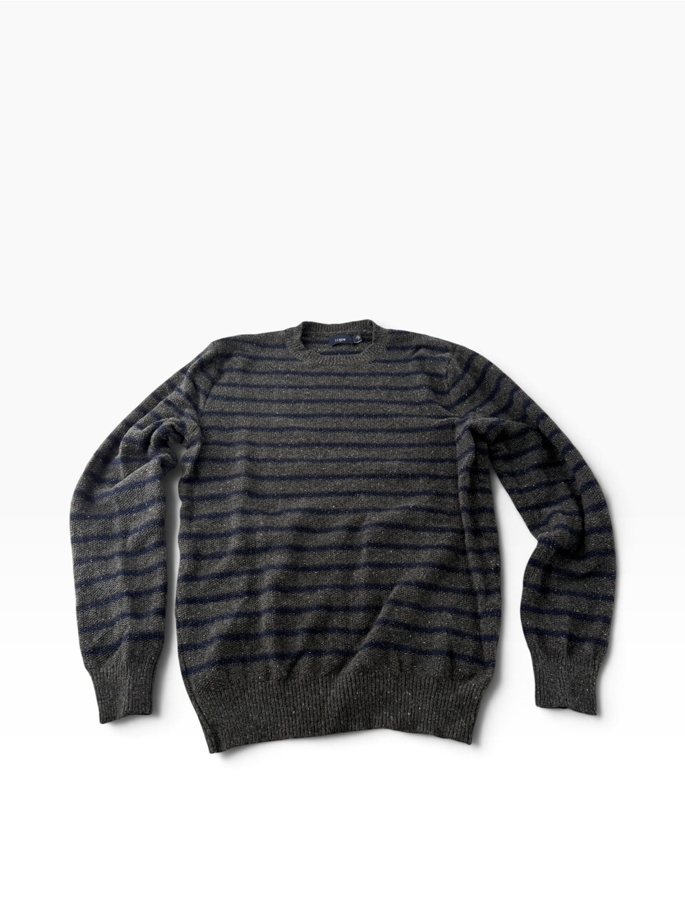 J. Crew Men’s Charcoal and Navy Striped Crewneck Sweater